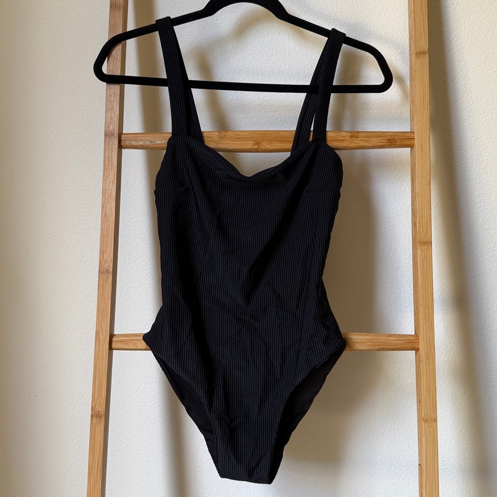 Faithfull the Brand Pheobe Black Ribbed One Piece